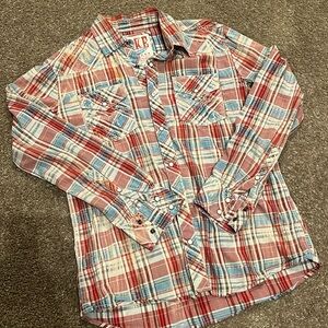 BKE VINTAGE WASHED PLAID STANDARD FIT (Size Medium)